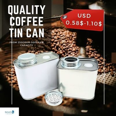 9Oz ανοξείδωτα τετραγωνικά δοχεία κασσίτερου τσαγιού κασσίτερου φασολιών καφέ μετάλλων