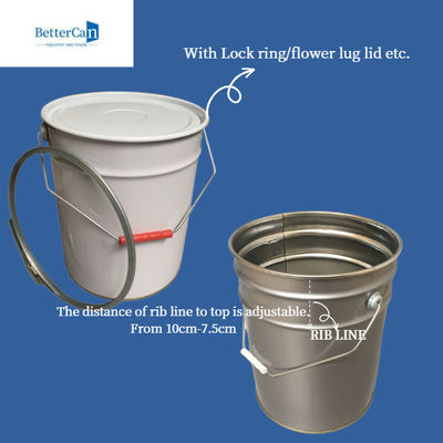Άσπρος κάδος κάδων 20L, Stackable τύμπανο χάλυβα 20 λίτρου με τη λαβή χάλυβα