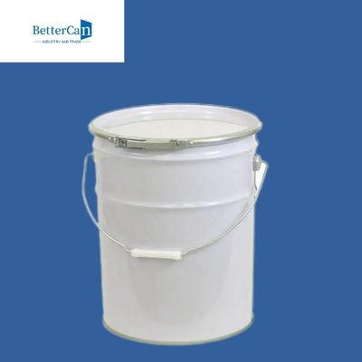 20L γύρω από το άσπρο εξωτερικό κάδων χρωμάτων μετάλλων με την κάλυψη μετάλλων