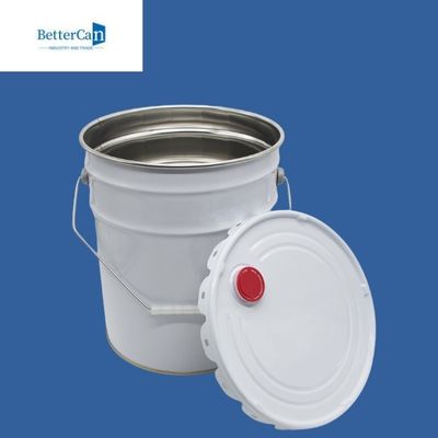 20L γύρω από το άσπρο εξωτερικό κάδων χρωμάτων μετάλλων με την κάλυψη μετάλλων