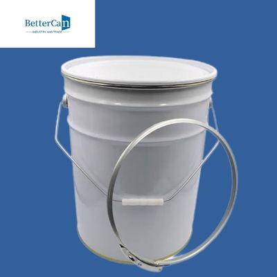 20L γύρω από το άσπρο εξωτερικό κάδων χρωμάτων μετάλλων με την κάλυψη μετάλλων