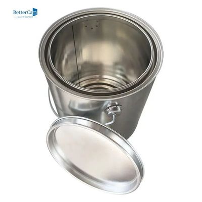 2 κενά δοχεία χρωμάτων μετάλλων πιντών με τα καπάκια, κάδοι χρωμάτων κασσίτερου μεγέθους τετάρτου γαλλονιού