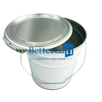 Άσπρος κάδος χρωμάτων 5L κάδος κασσίτερου μετάλλων 5 γαλονιού με το δαχτυλίδι κλειδαριών